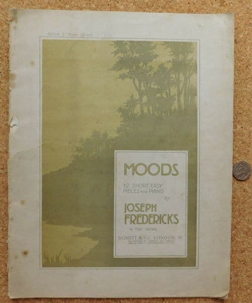 Moods Joseph Fredericks short easy pieces for piano vintage sheet music book 1
